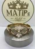 9ct gold diamond XL double hook bangle 89g