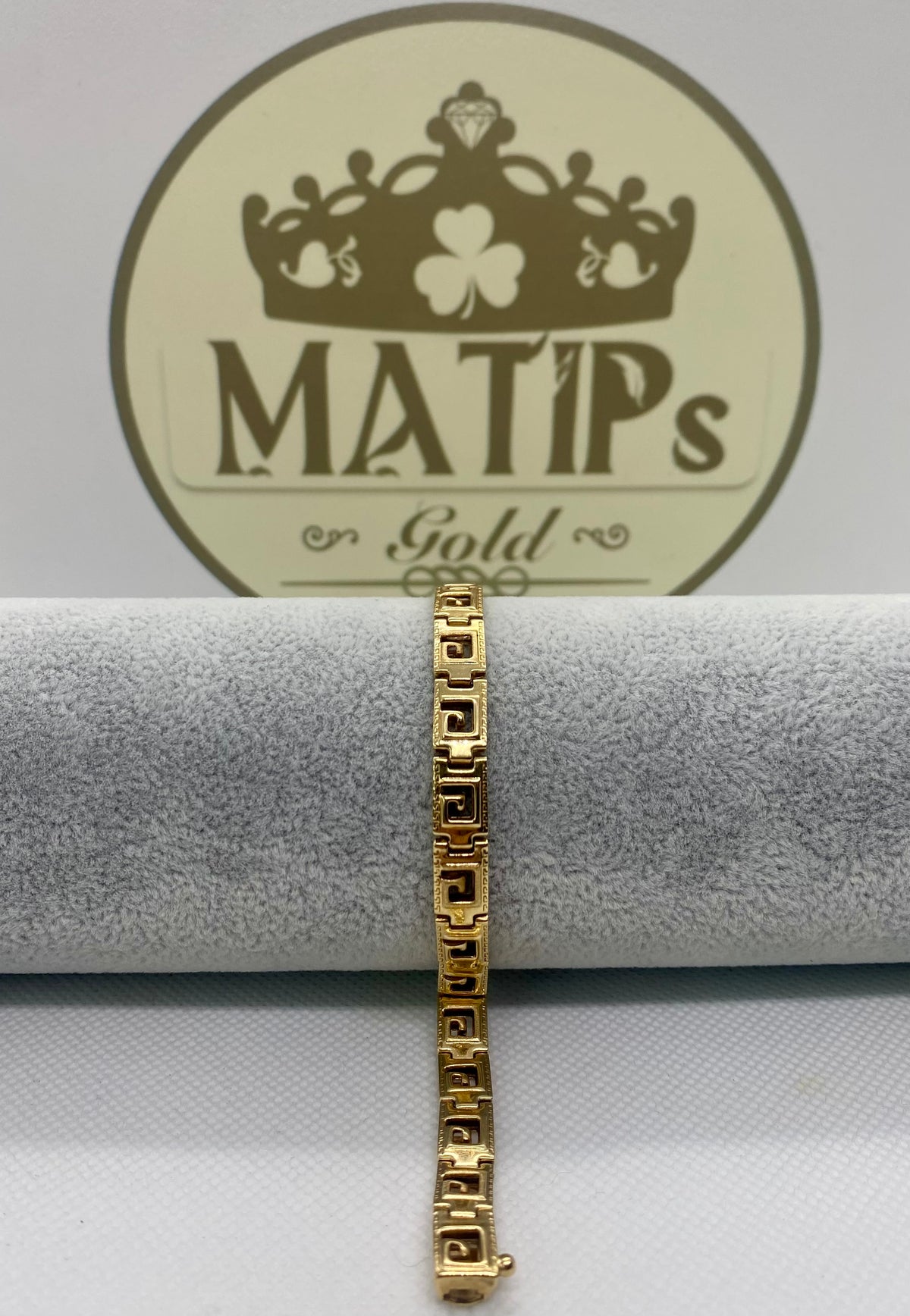 14ct gold greek key bracelet 9g